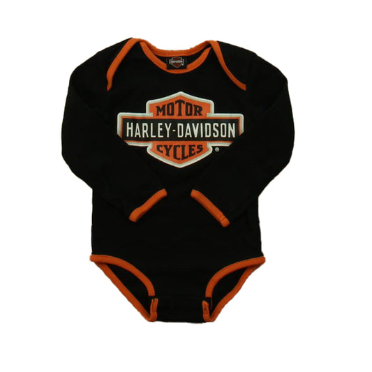 Harley Davidson Boys Black | Orange Onesie Size: 18 Months