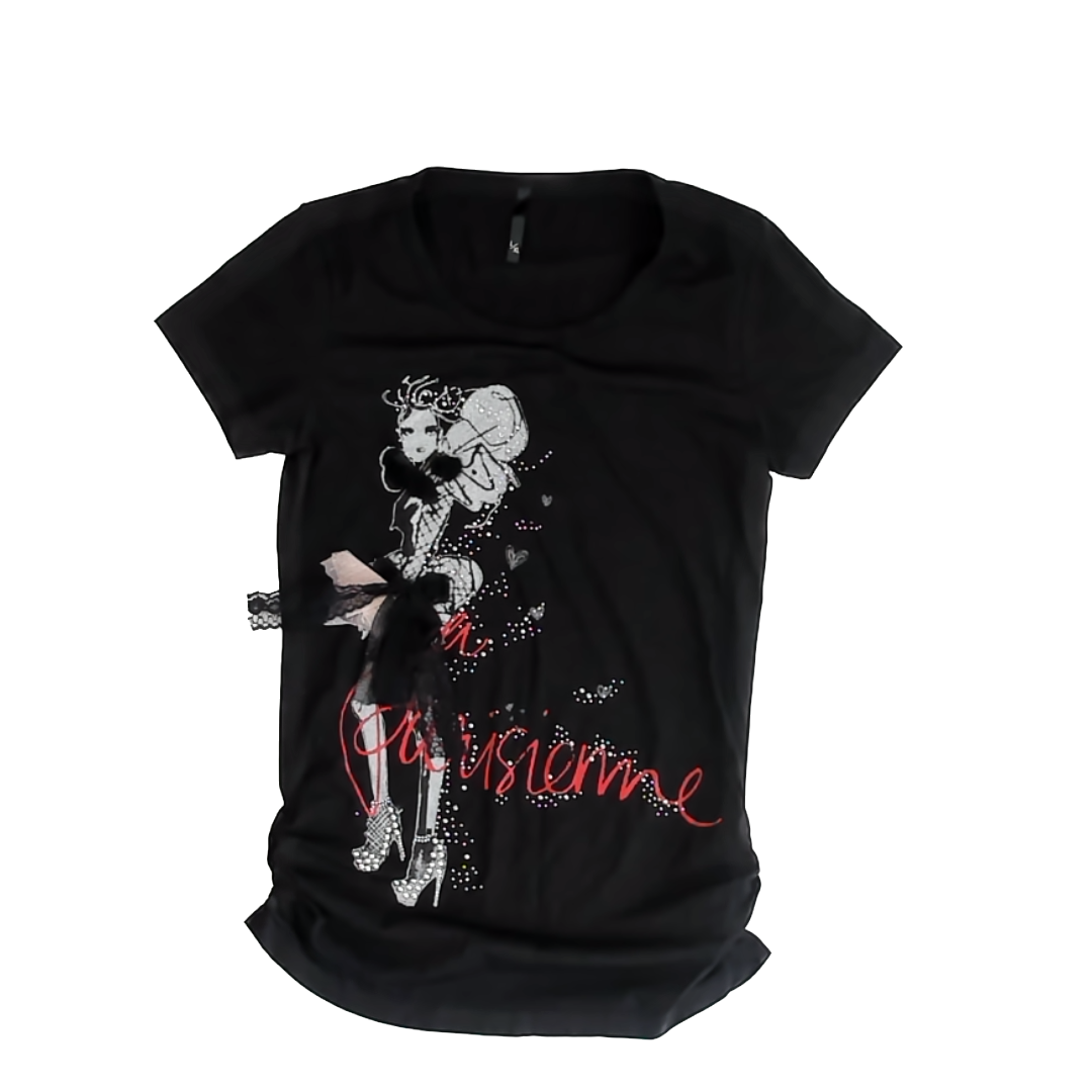 Unknown Girls Black | Paris Short Sleeve Shirt Size: Youth L/XL Black | Paris