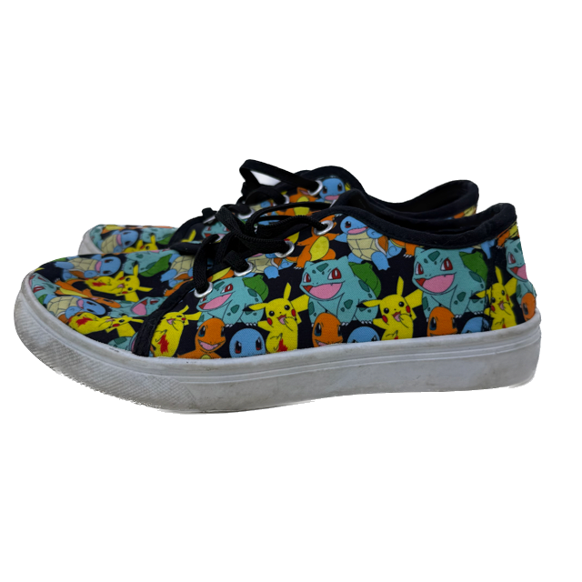 Pokemon Unisex Black Patterned Sneakers Size: Youth 3 Black Patterned