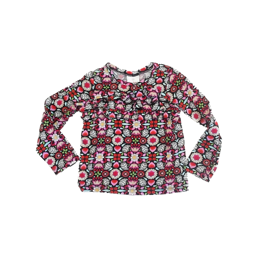 Hanna Andersson Girls Black Patterned Long Sleeve Shirt Size: EU 120 (6-7 Years) Black Patterned