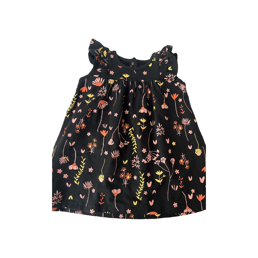 Tiny Tribe Girls Black | Pink floral Dress Size: 12-18 months Black | Pink floral