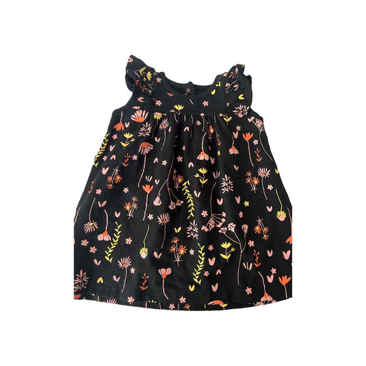 Tiny Tribe Girls Black | Pink floral Dress Size: 12-18 months Black | Pink floral