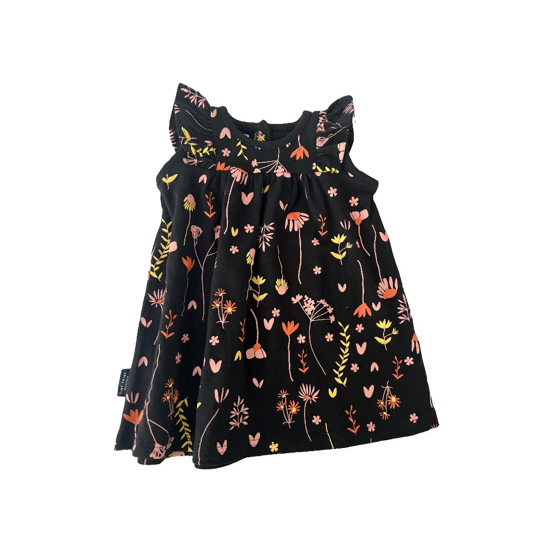 Tiny Tribe Girls Black | Pink floral Dress Size: 3-6 months Black | Pink floral
