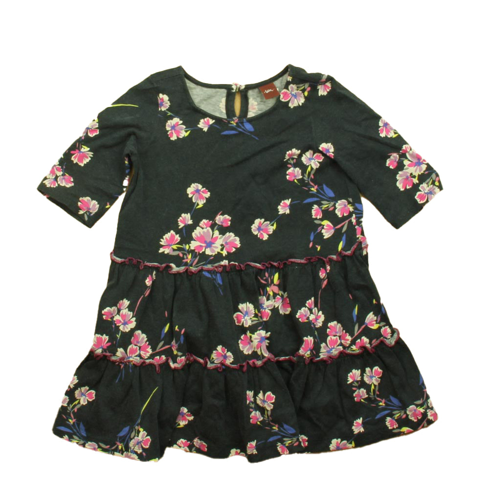 Tea Girls Black | Pink Floral Dress Size: 3T Black | Pink Floral