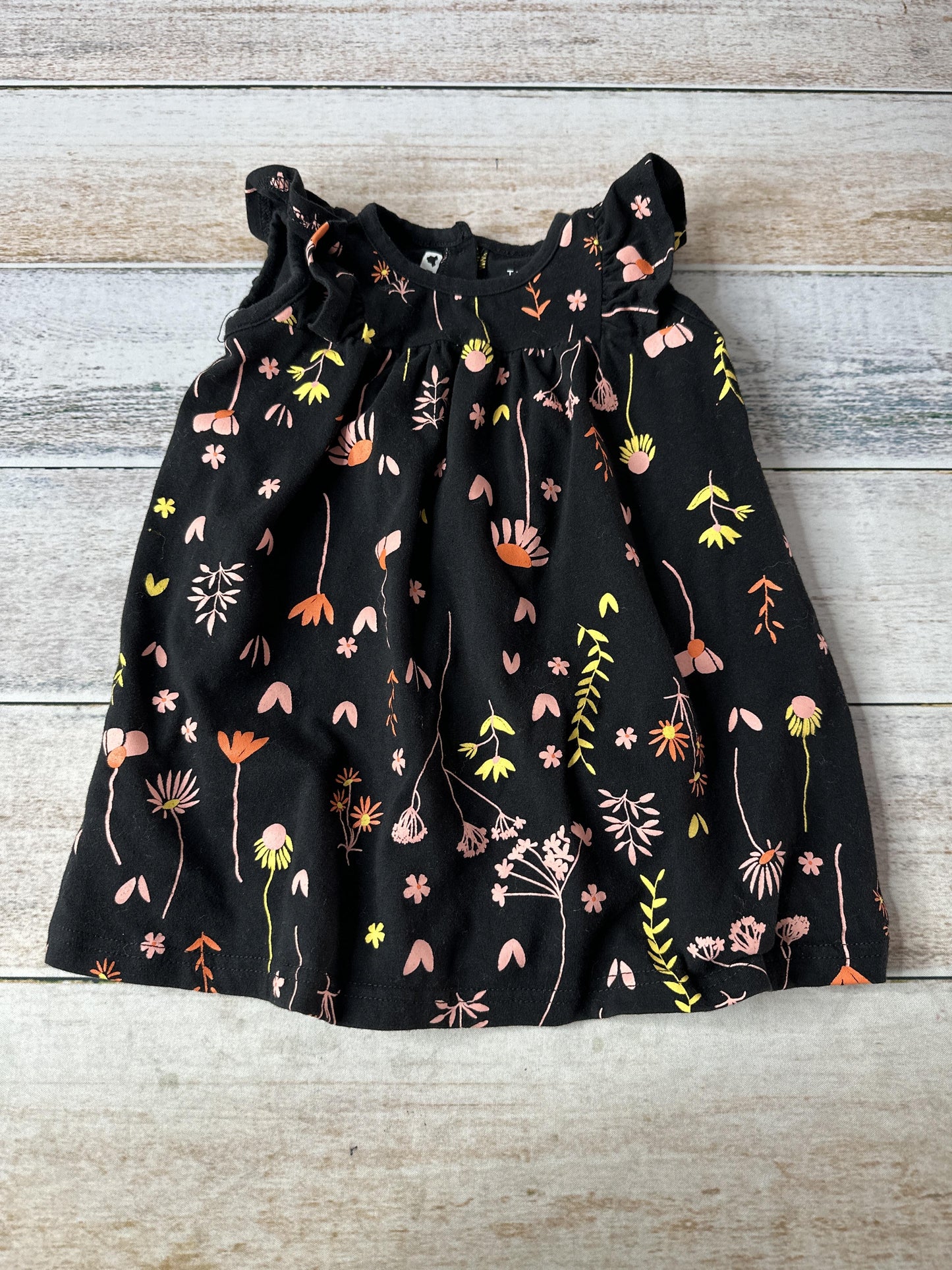 Tiny Tribe Girls Black | Pink floral Dress Size: 6-9 months Black | Pink floral