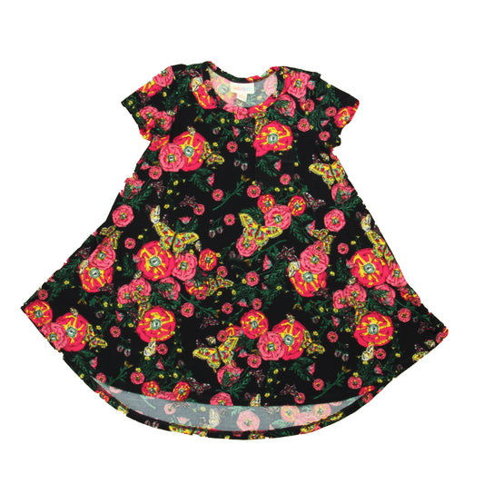 LulaRoe Girls Black | Pink Floral Dress Size: 4T Black | Pink Floral