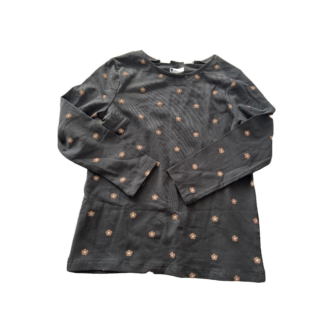 H&M Girls Black | Pink floral Long Sleeve Shirt Size: 3T Black | Pink floral