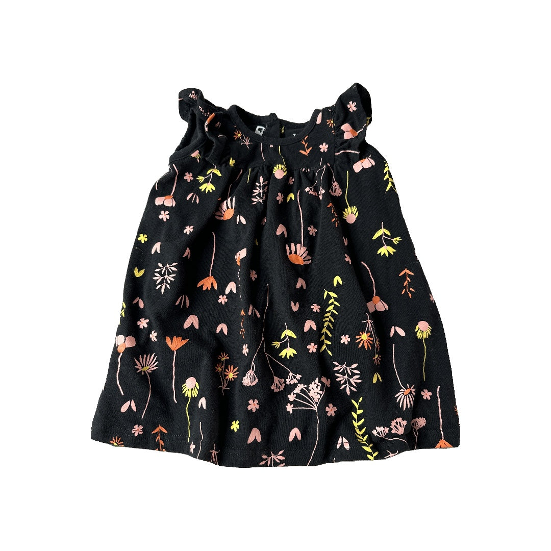 Tiny Tribe Girls Black | Pink floral Dress Size: 6-9 months Black | Pink floral