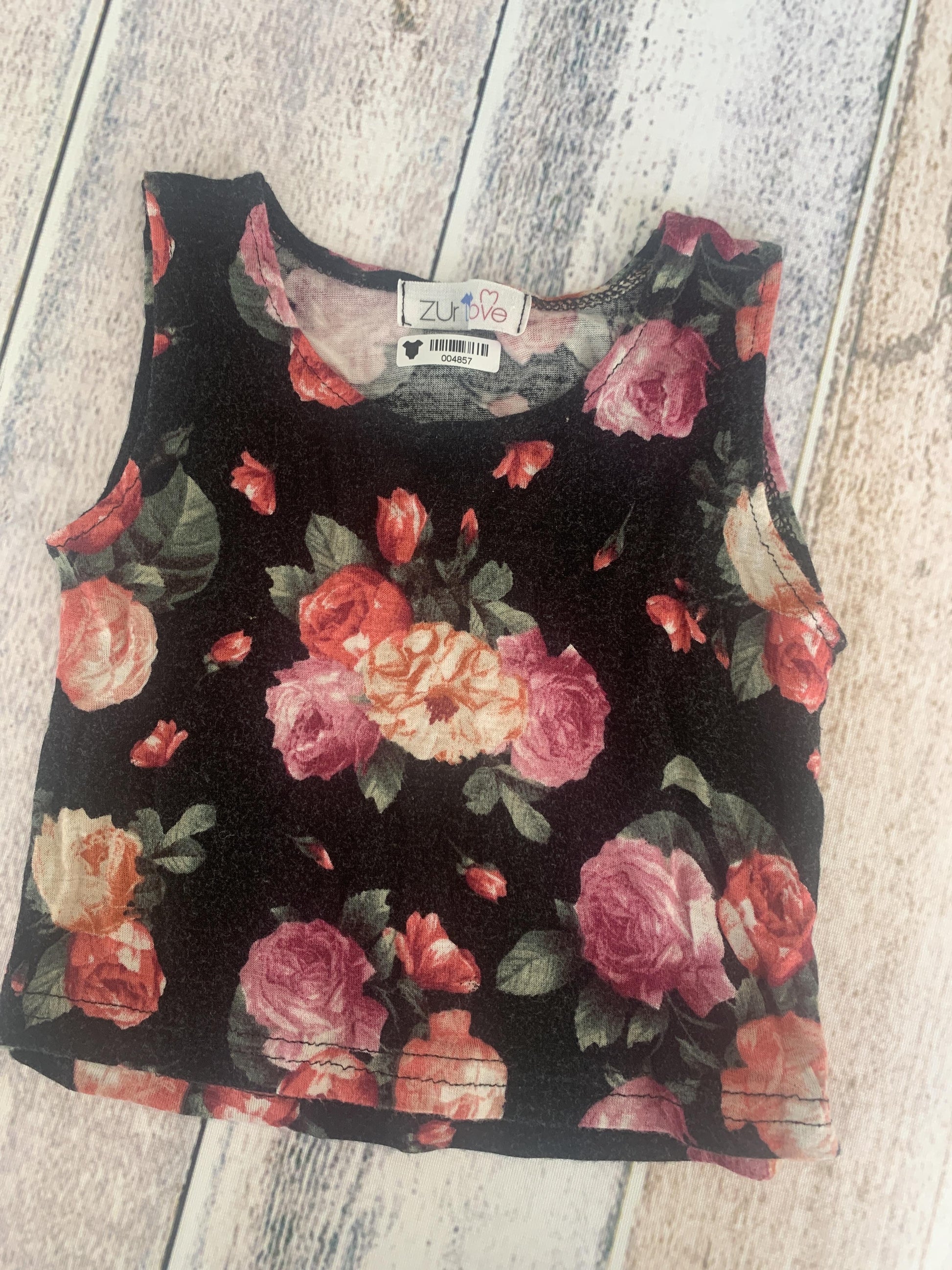 Zur Love Girls Black | Pink floral Tank Top Size: 2T Black | Pink floral