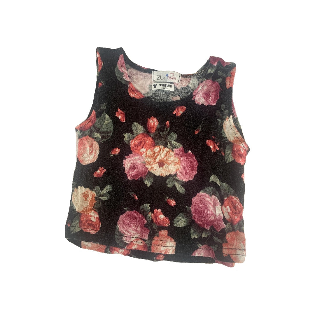 Zur Love Girls Black | Pink floral Tank Top Size: 2T Black | Pink floral