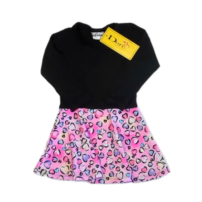 Dori Girls Black | Pink Hearts Dress Size: 3T Black | Pink Hearts
