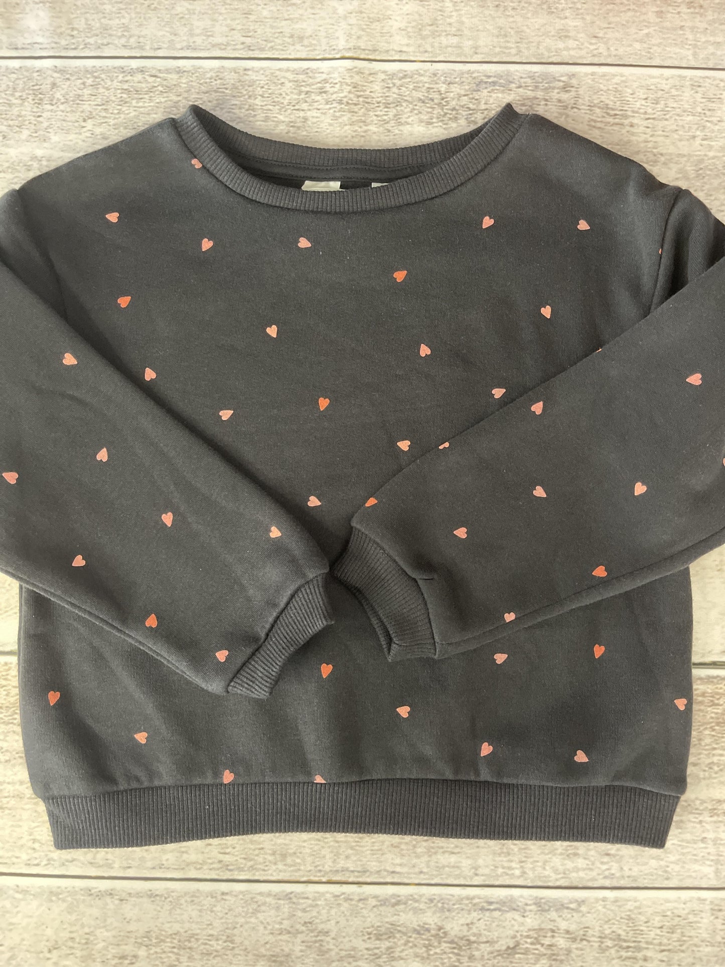 H&M Girls Black | pink | Hearts Sweatshirt Size: 5 Black | pink | Hearts