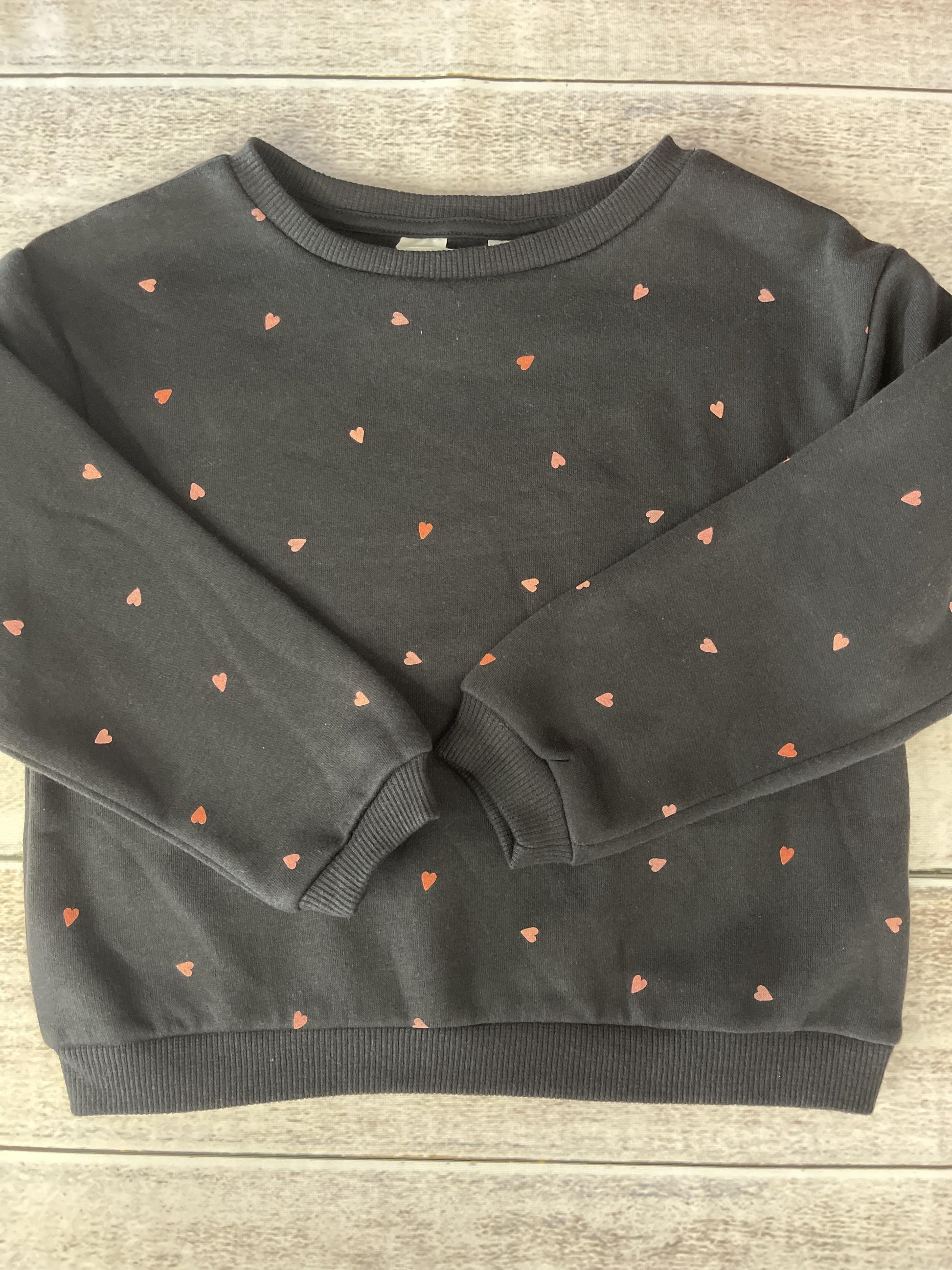 H&M Girls Black | pink | Hearts Sweatshirt Size: 5 Black | pink | Hearts