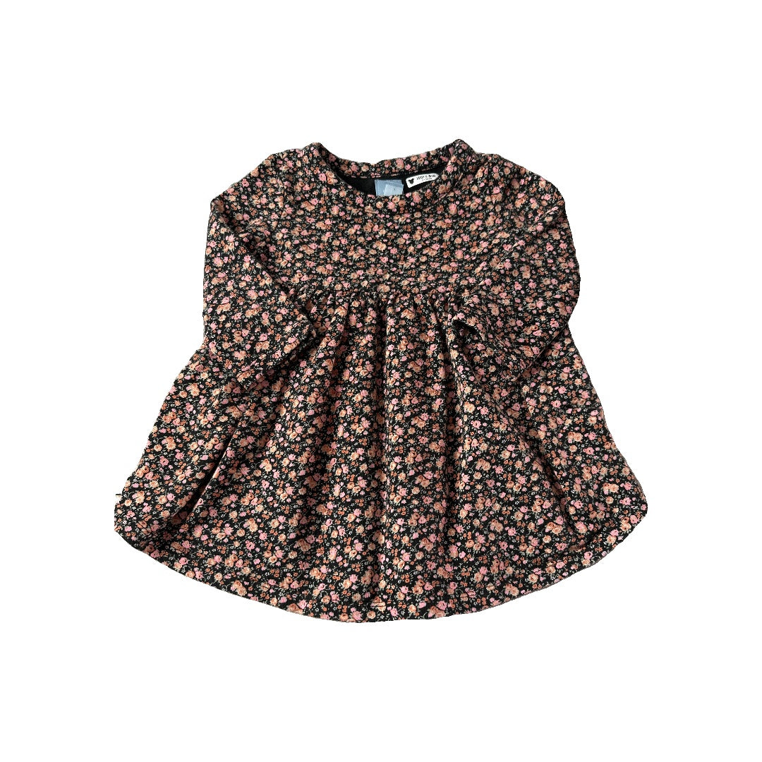 Gap Girls Black | pink | Pink floral Dress Size: 12-18 months Black | pink | Pink floral