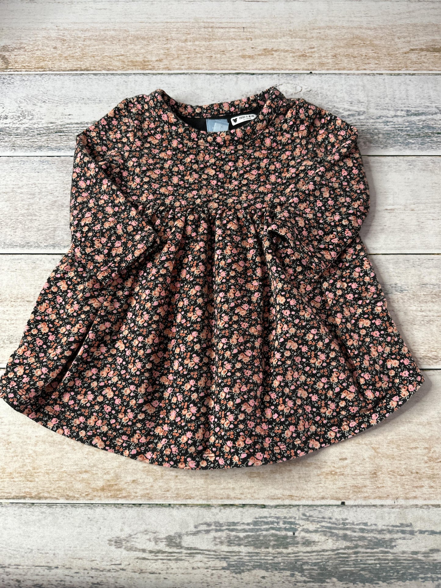 Gap Girls Black | pink | Pink floral Dress Size: 12-18 months Black | pink | Pink floral