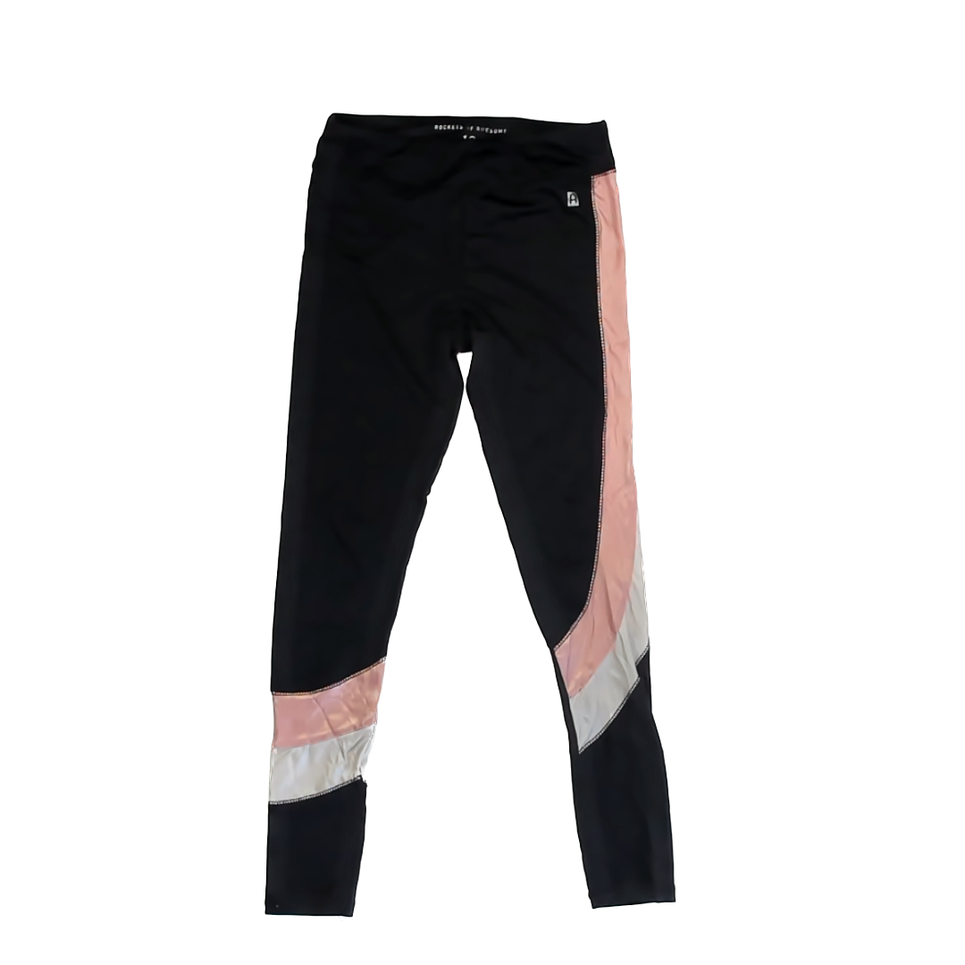 Rockets Of Awesome Girls Black | Pink | Silver Leggings Size: 10 Black | Pink | Silver