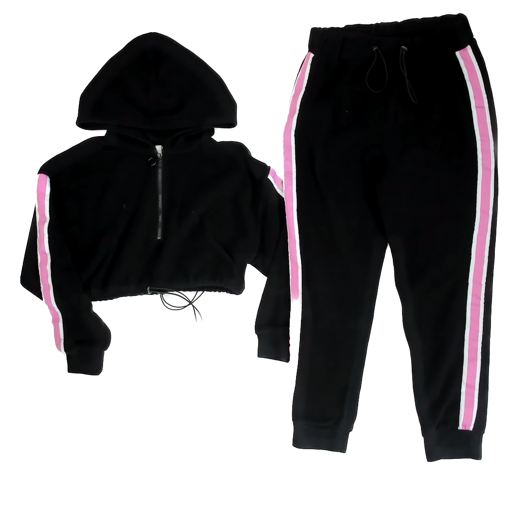 ASOS Girls Black | Pink Stripe Apparel Sets Size: M Black | Pink Stripe
