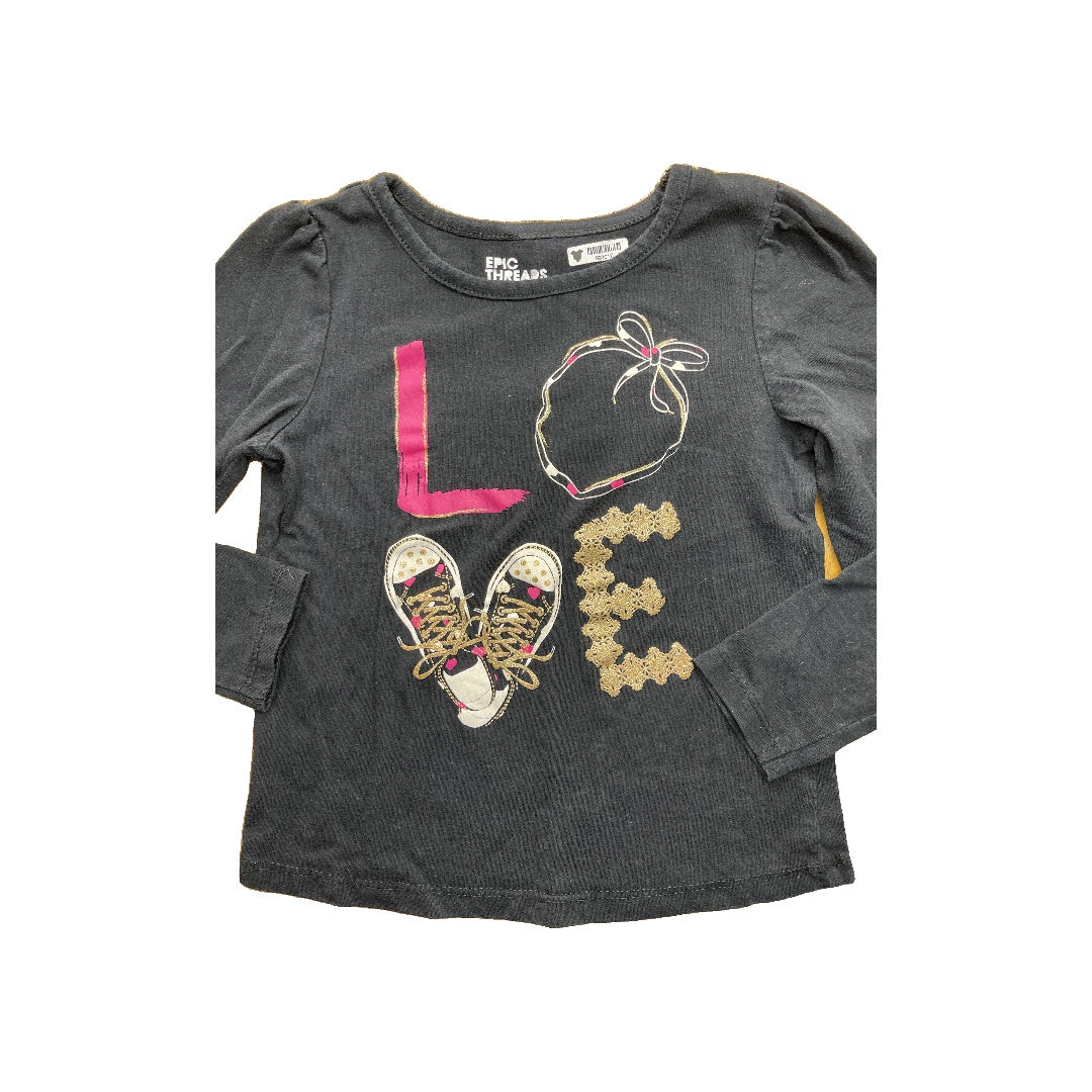 Epic Threads Girls Black | pink | White Long Sleeve T-Shirt Size: 4T Black | pink | White