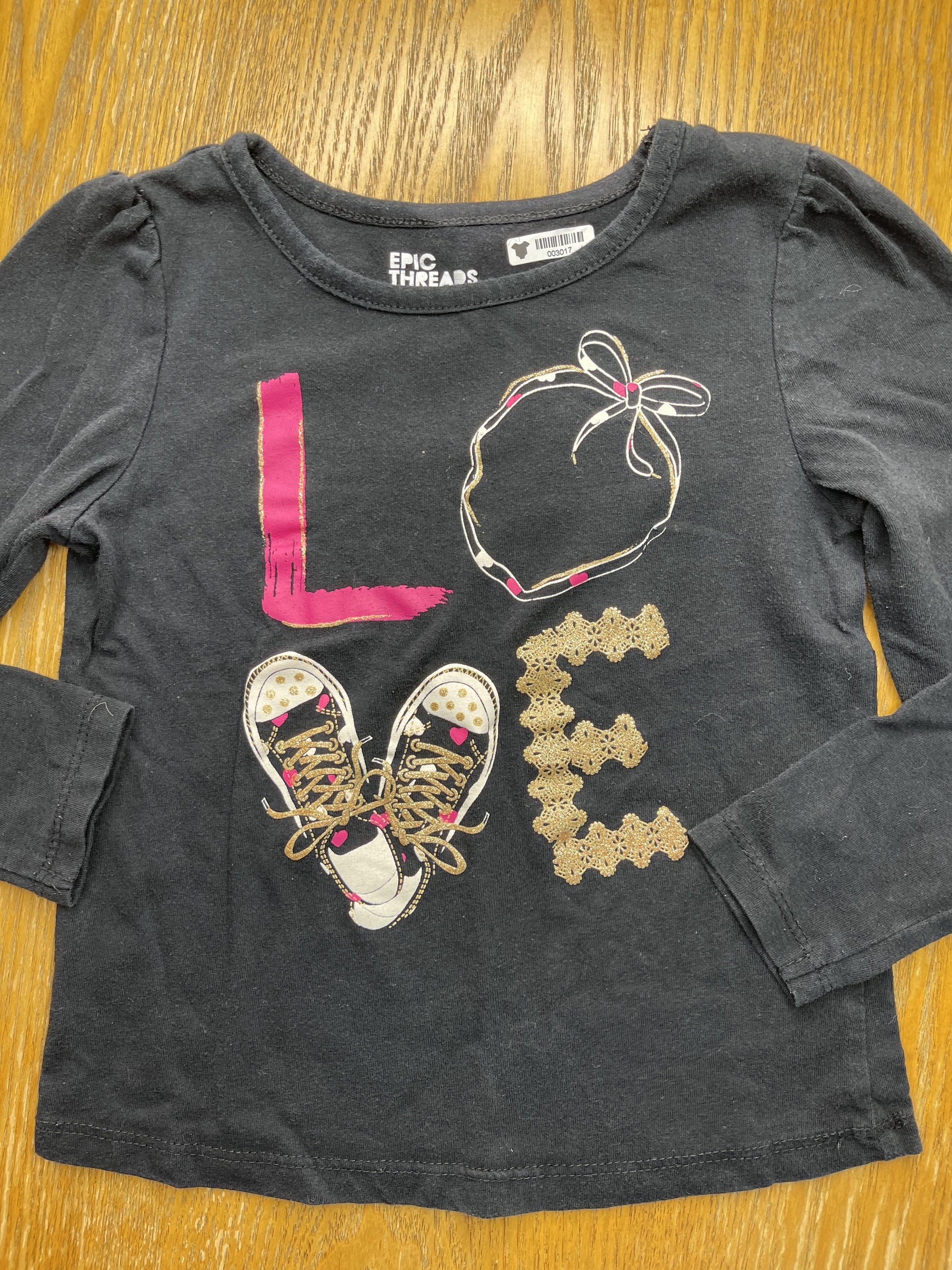 Epic Threads Girls Black | pink | White Long Sleeve T-Shirt Size: 4T Black | pink | White