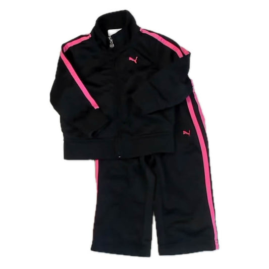 Adidas Girls Black | Pink Track Suit Size: 12 Months Black | Pink