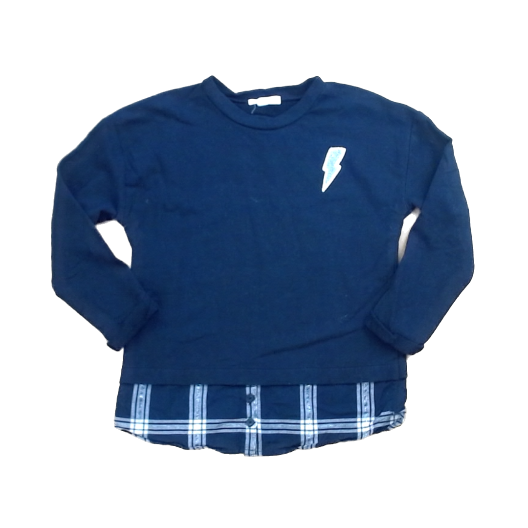 Rockets Of Awesome Girls Black | Plaid Blouse Bottom Long Sleeve T-Shirt Size: 4T - 6 Years Black | Plaid Blouse Bottom