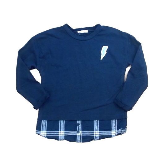 Rockets Of Awesome Girls Black | Plaid Blouse Bottom Long Sleeve T-Shirt Size: 4T - 6 Years Black | Plaid Blouse Bottom