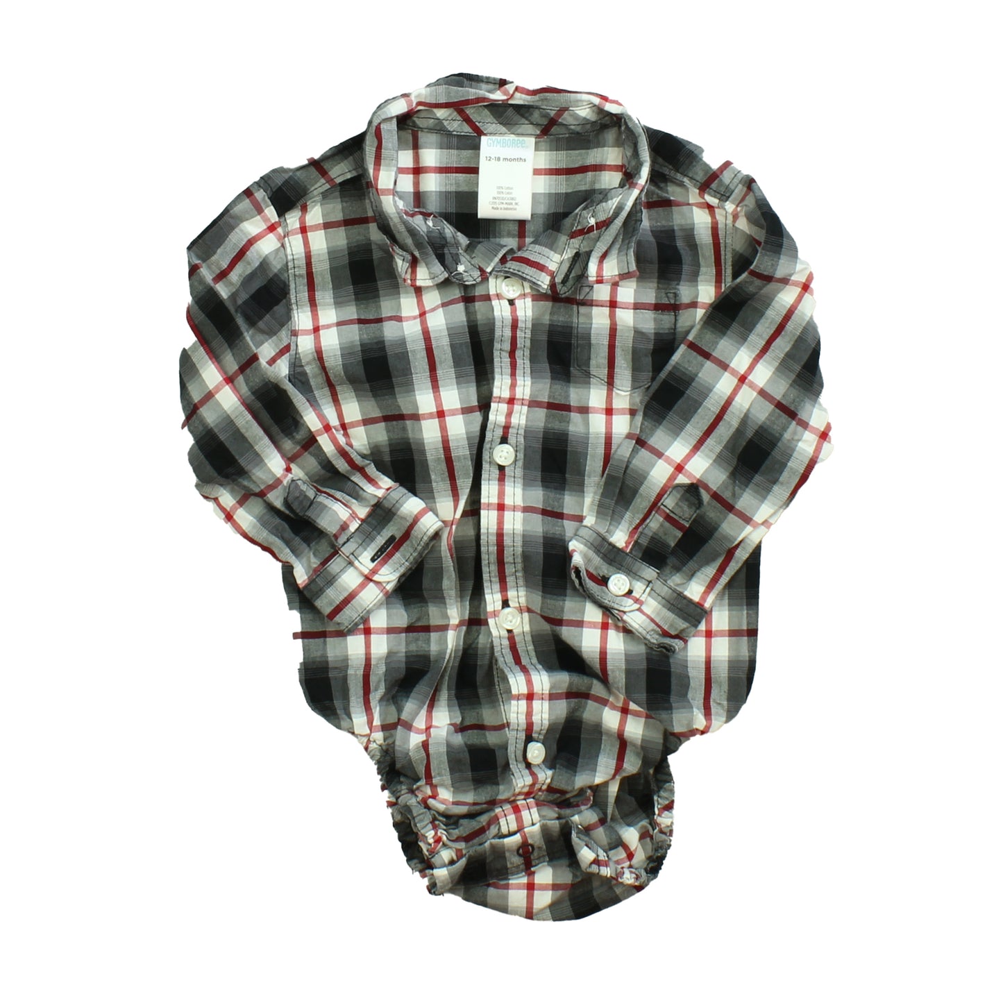 Gymboree Boys Black Plaid Button Down Long Sleeve Size: 12-18 Months Black Plaid