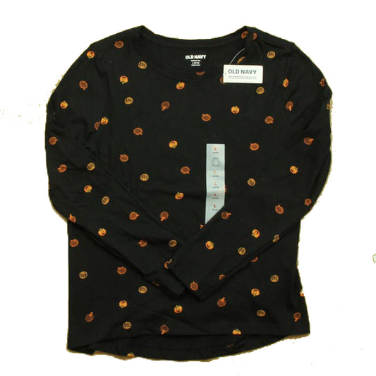 Old Navy Girls Black Pumpkins Long Sleeve T-Shirt Size: 10-12 Years