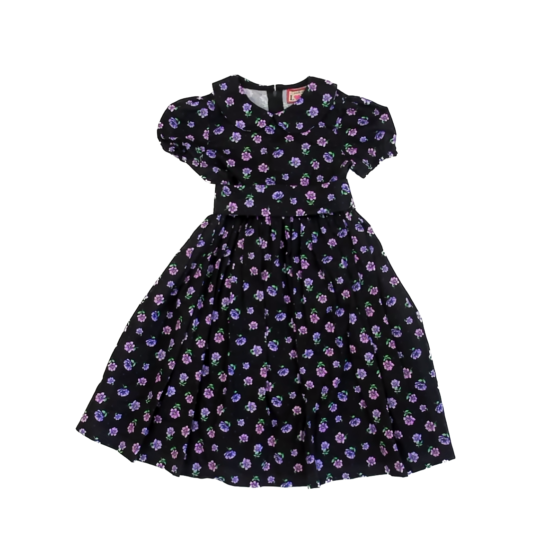Unknown Girls Black | Purple Floral Dress Size: 6-7* Black | Purple Floral