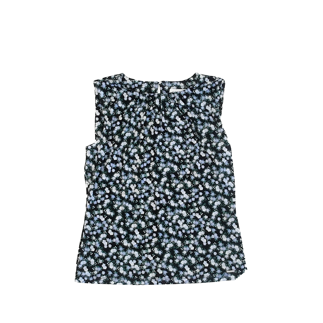 Calvin Kein Girls Black | Purple Floral Tank Top Size: S Black | Purple Floral