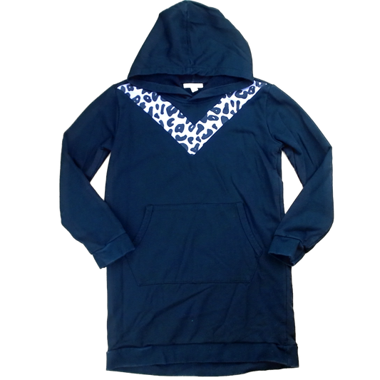 Rockets Of Awesome Girls Black | Purple Leopard Print V Sweater Dress Size: 12 Years Black | Purple Leopard Print V