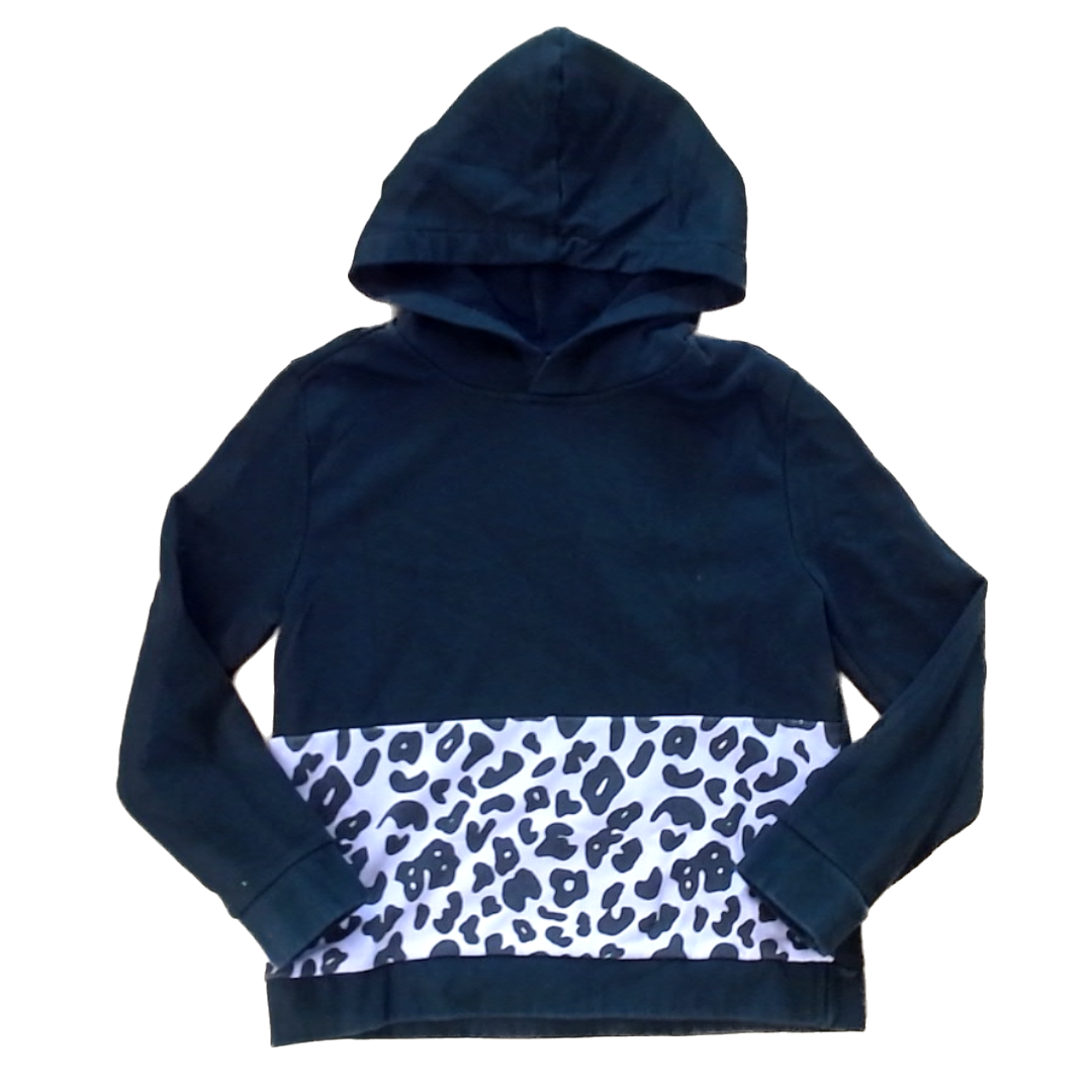 Rockets Of Awesome Girls Black | Purple Leopard Print Hoodie Size: 7 - 10 Years Black | Purple Leopard Print