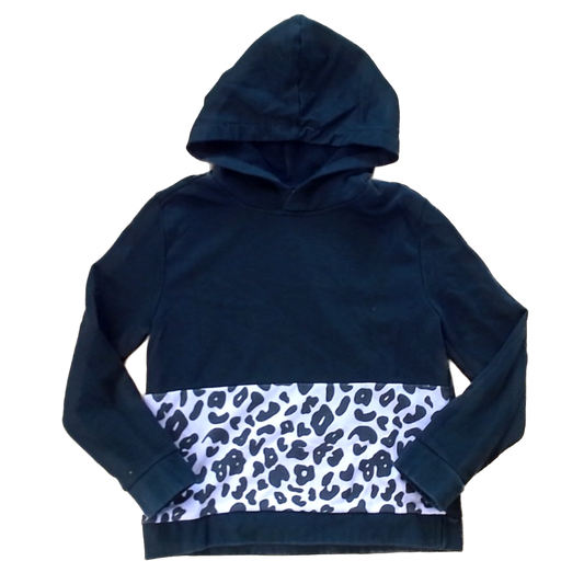 Rockets Of Awesome Girls Black | Purple Leopard Print Hoodie Size: 7 - 10 Years Black | Purple Leopard Print