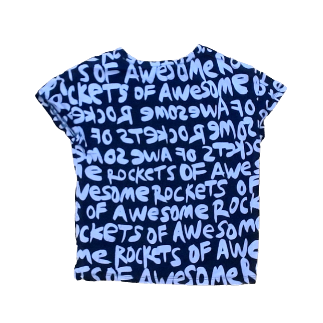 Rockets Of Awesome Girls Black | Purple Writing Short Sleeve Shirt Size: 8 Years Black | Purple Writing