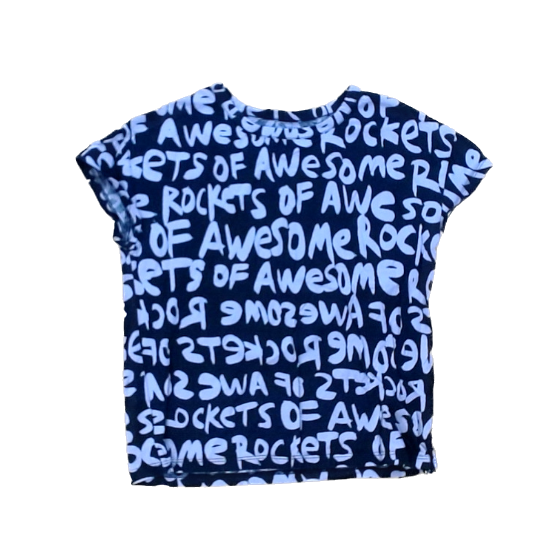 Rockets Of Awesome Girls Black | Purple Writing Short Sleeve Shirt Size: 8 Years Black | Purple Writing