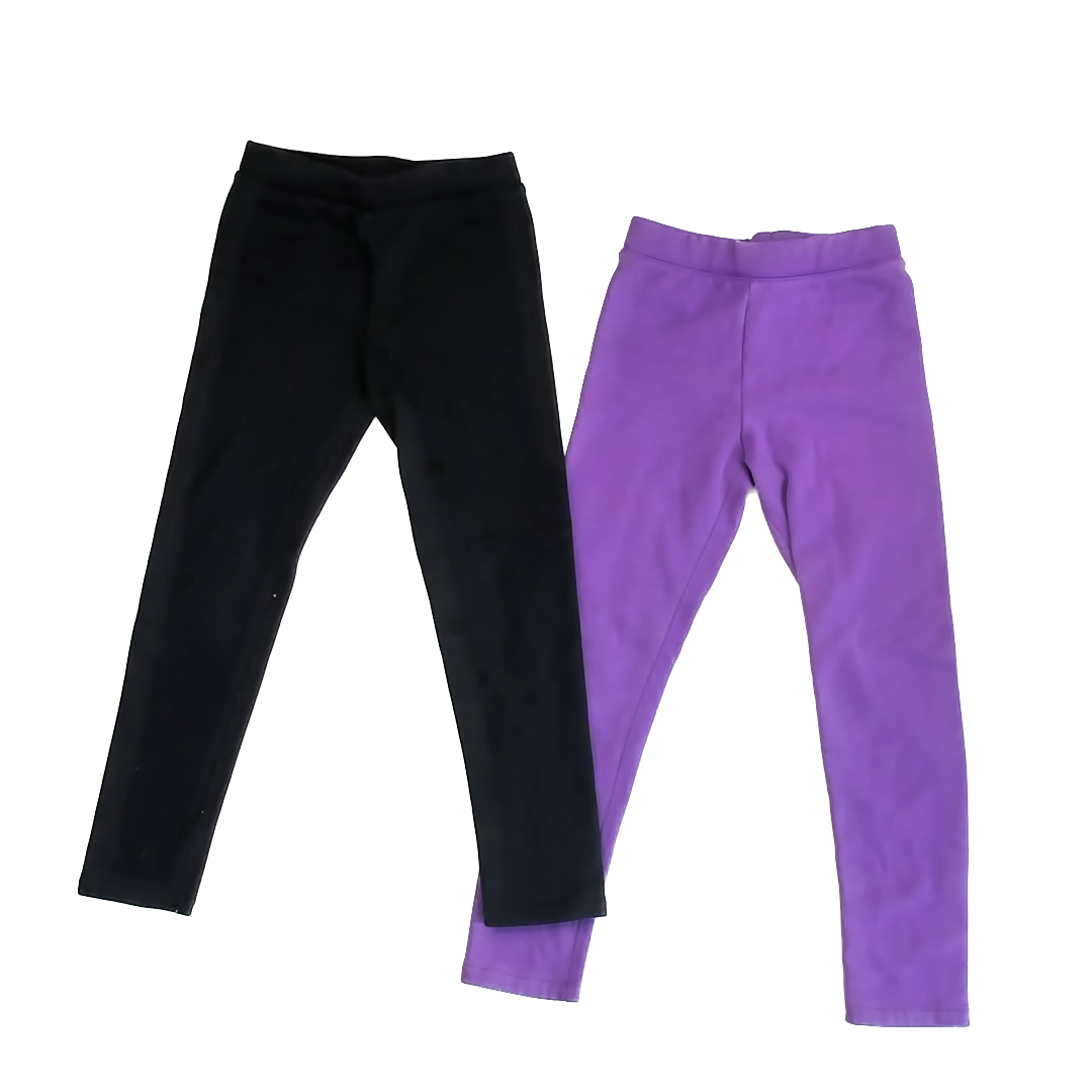 Primary Girls Black | Purple Leggings Size: 8 Years Black | Purple