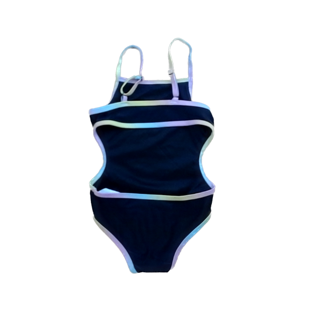 Rockets Of Awesome Girls Black | Rainbow Edges 1-piece Swimsuit Size: 4T Black | Rainbow Edges