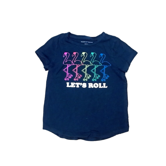 Rockets Of Awesome Girls Black | Rainbow Flamingos Short Sleeve Shirt Size: 4T-5T Black | Rainbow Flamingos