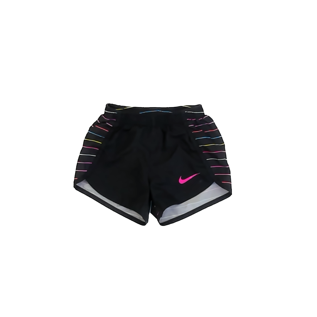 Nike Girls Black | Rainbow Stripe Athletic Shorts Size: 4T Black | Rainbow Stripe