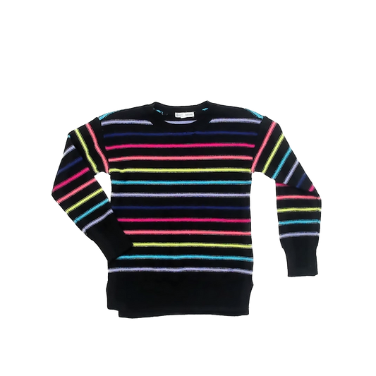 Rockets Of Awesome Girls Black | Rainbow Stripe Sweater Size: 6-7 Years Black | Rainbow Stripe