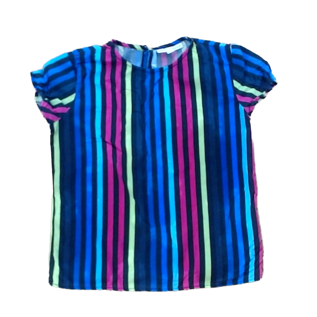 Rockets Of Awesome Girls Black | Rainbow Stripes Short Sleeve Shirt Size: 5T - 10 Years Black | Rainbow Stripes