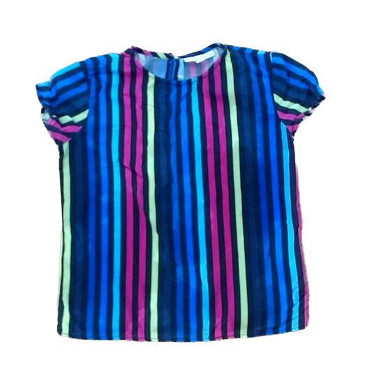 Rockets Of Awesome Girls Black | Rainbow Stripes Short Sleeve Shirt Size: 5T - 10 Years Black | Rainbow Stripes