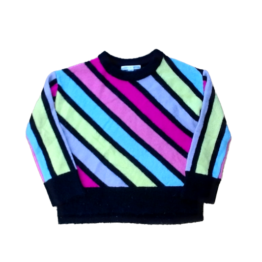 Rockets Of Awesome Girls Black | Rainbow Stripes Sweater Size: 3T Black | Rainbow Stripes