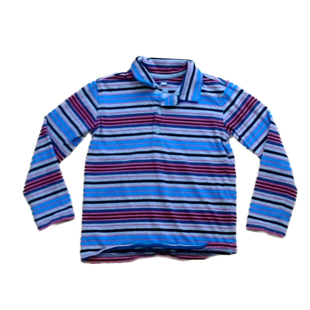 Tea Collection Boys Black Red Blue and Gray Quarter Button Button Down Long Sleeve Size: 6T Black Red Blue and Gray Quarter Button