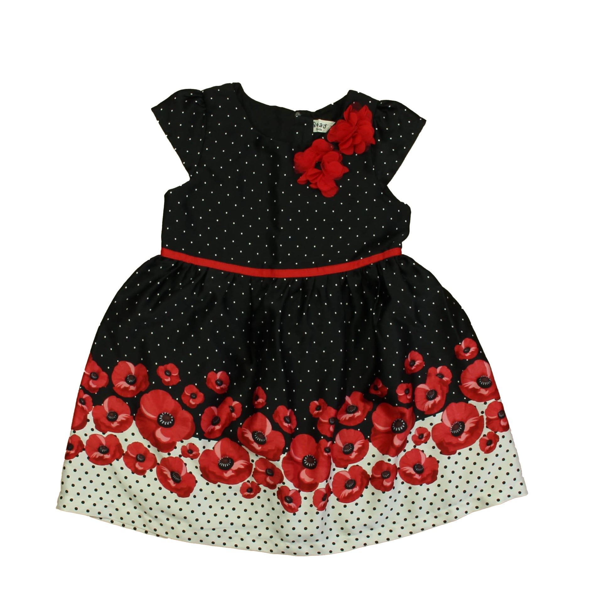 Beebay Girls Black | Red Floral Dress Size: 3-4T Black | Red Floral
