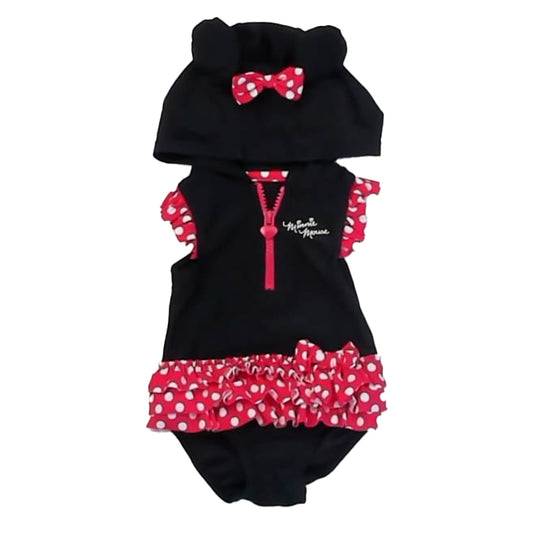 Disney Girls Black | Red Minnie 1-piece Swimsuit Size: 3-6 Months Black | Red Minnie