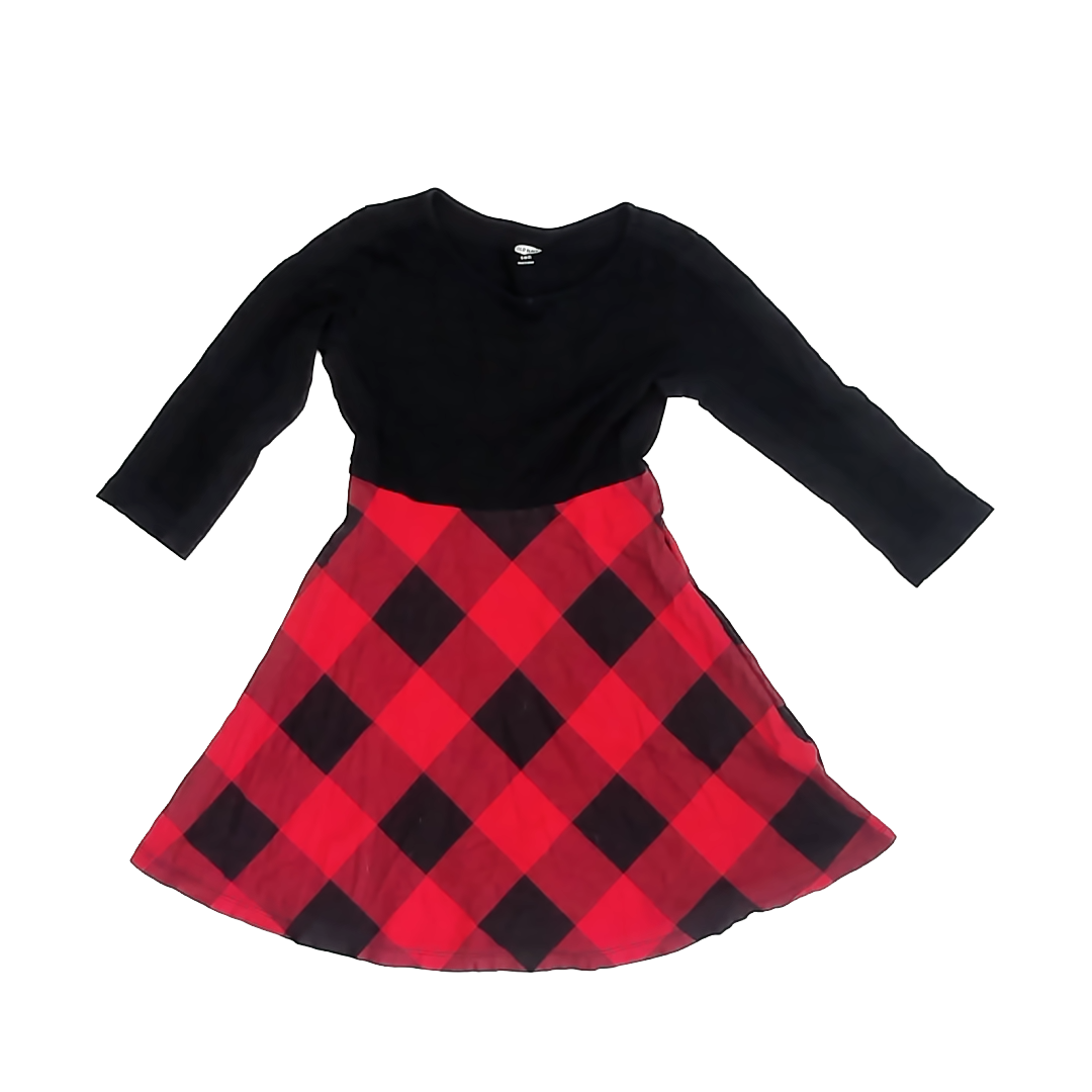 Old Navy Girls Black | Red Plaid Dress Size: S (6-7) Black | Red Plaid