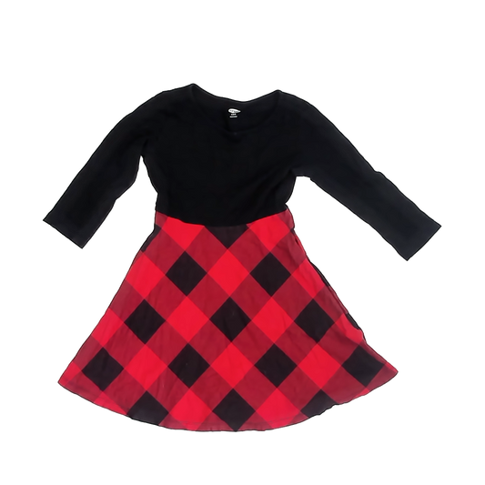 Old Navy Girls Black | Red Plaid Dress Size: S (6-7) Black | Red Plaid