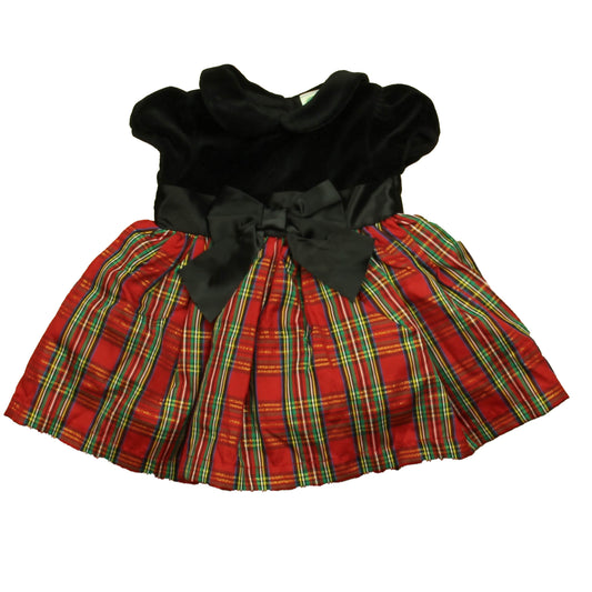 Little Me Girls Black | Red Plaid Dress Size: 6 Months Black | Red Plaid