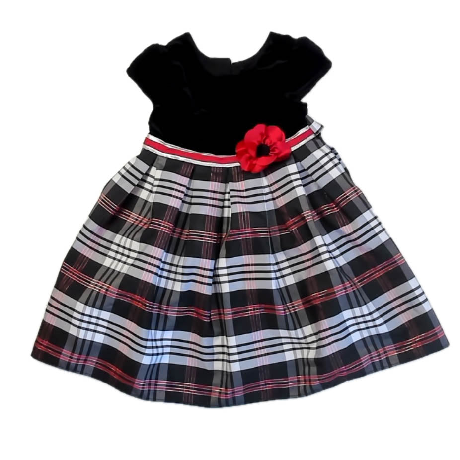 Jona Michelle Girls Black | Red Plaid Special Occasion Dress Size: 3T Black | Red Plaid